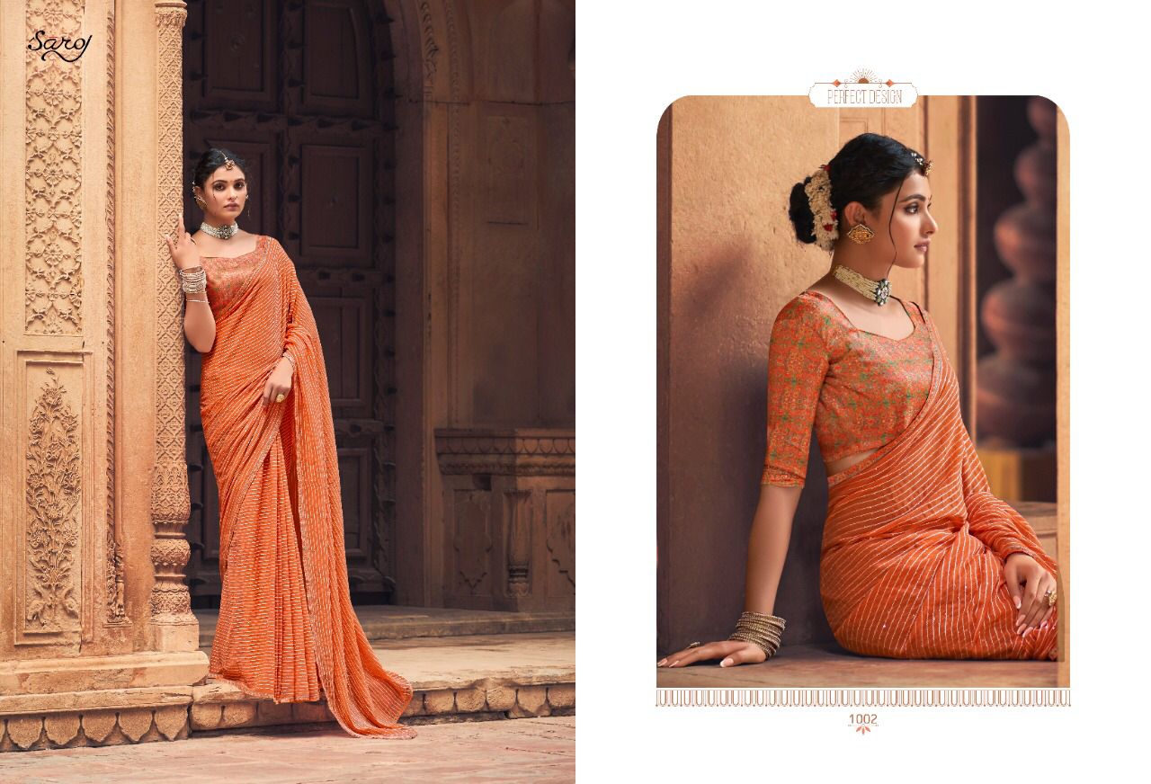 Saroj Falak Latest Festive Party Wear Georgette Heavy Saree Collection